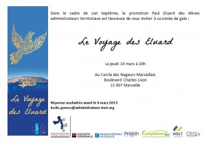 Invitation soirée de gala baptême promotion Paul Eluard jeudi 14 mars 20h